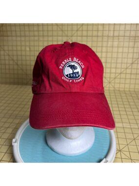 Pebble Beach Golf Links Red Adjustable Baseball Cap Vintage Style